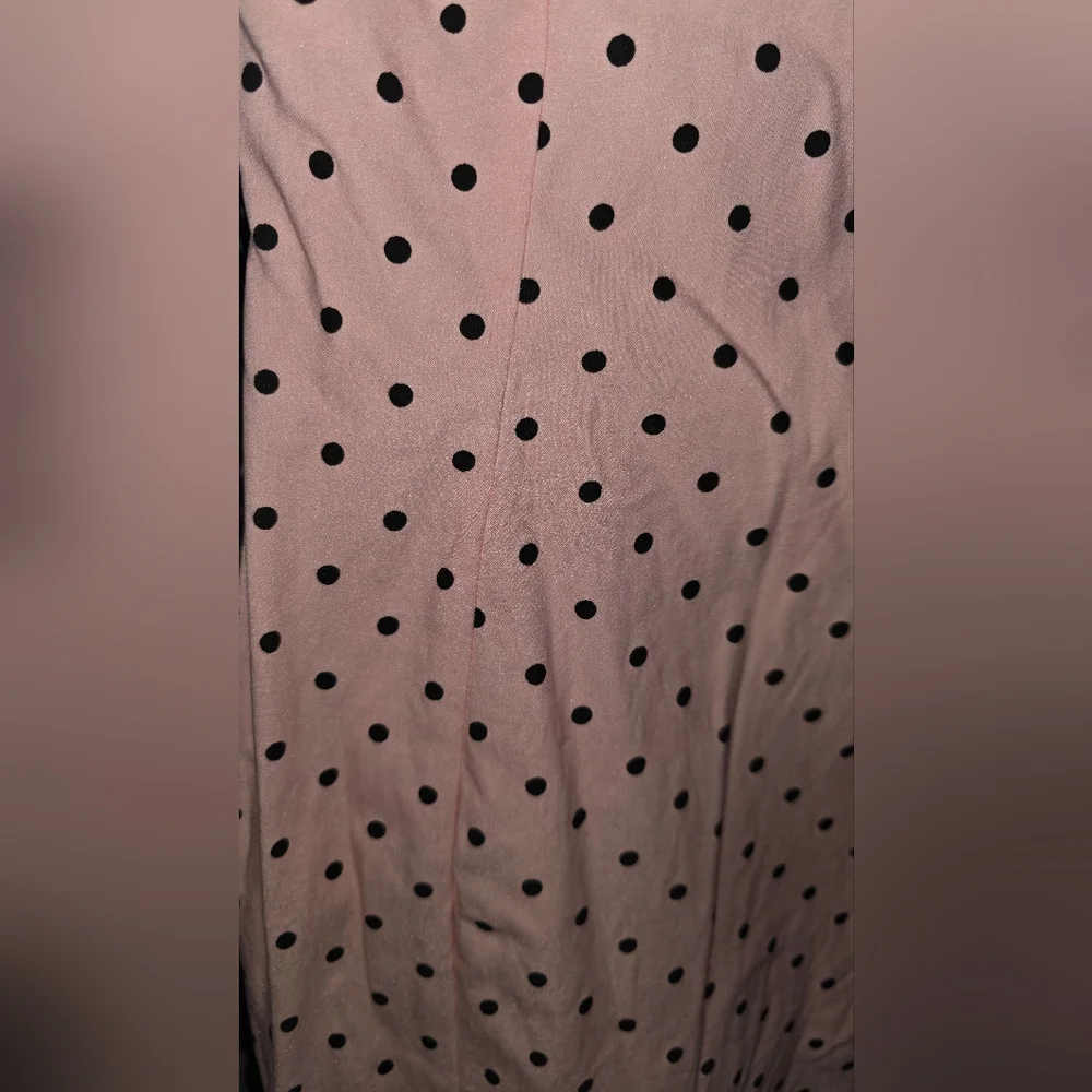 Vixen by Micheline Pitt Pink Polka Dot Midi Dress with Belt - Picture 7 of 7